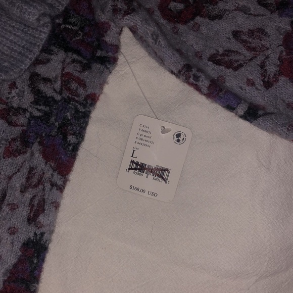 Free People ruffle floral sweater bell sleeve size L NWT - Picture 6 of 16